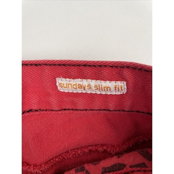 Enjoi Skateboading Sundays Slim Fit Pants Women’s 30 Cotton Stretch Red Denim - Picture 7 of 13